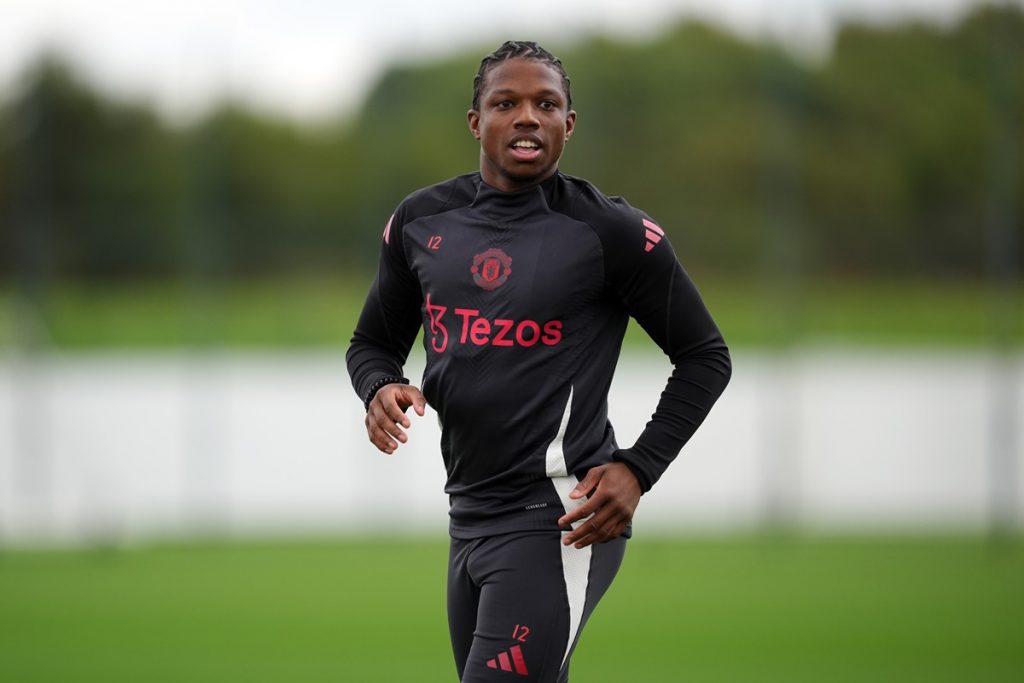 Manchester United's Tyrell Malacia during a training session at the Carrington Training Complex, Manchester. Picture date: Tuesday September 24, 2024