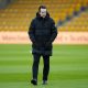 Aston Villa manager Unai Emery inspects the pitch ahead of the Premier League match at Molineux Stadium, Wolverhampton. Picture date: Saturday February 1, 2025.