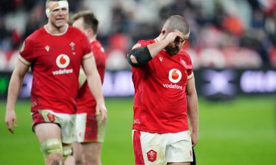 Wales' Nicky Smith (right) stands dejected after the Guinness Men's Six Nations match at the Stade de France in Paris, France. Picture date: Friday January 31, 2025.