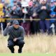 epa11485991 US golfer Tiger Woods in action during Round 1 of the Open Golf Championships 2024 at the Royal Troon Golf Club, Troon, Britain, 18 July 2024. EPA/ROBERT PERRY