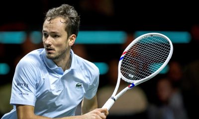 epa11877436 Daniil Medvedev of Russia in action during his first round match against Mattia Bellucci of Italy at the Rotterdam Open tennis tournament in Rotterdam, Netherlands, 05 February 2025. EPA/Sander Koning