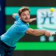 epa11650710 David Goffin of Belgium in action during his Men's Singles round of 16 match against Alexander Zverev of Germany at the Shanghai Masters tennis tournament in Shanghai, China, 09 October 2024. EPA/ALEX PLAVEVSKI