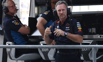 epa11762000 Red Bull Racing team principal Christian Horner look on at the pitwall during the third practice session for the Formula One Abu Dhabi Grand Prix, in Abu Dhabi, United Arab Emirates, 07 December 2024. The 2024 Formula One Abu Dhabi Grand Prix is held on the Yas Marina Circuit racetrack on 08 December. EPA/ALI HAIDER