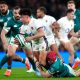 England's Marcus Smith tackled by Ireland's Josh van der Flier during the Guinness Men's Six Nations match at the Aviva Stadium in Dublin, Ireland. Picture date: Saturday February 1, 2025.