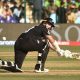 epa11907278 New Zealand's Tom Latham plays a shot during the ICC Champions Trophy cricket match between New Zealand and Pakistan at National stadium in Karachi, Pakistan, 19 February 2025. EPA/SHAHZAIB AKBER