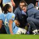 Manchester City's Nathan Ake is attended to by medical staff during the Premier League match at the Etihad Stadium, Manchester. Picture date: Wednesday December 4, 2024.