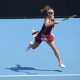 epa11821334 Lucia Bronzetti of Italy in action against Victoria Azarenka of Belarus during the Women's Singles first round match at the Australian Open tennis tournament in Melbourne, Australia, 13 January 2025. EPA/ROLEX DELA PENA