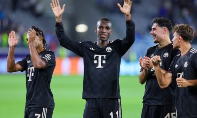 Nicolas Jackson (C) Bayern and teammates applaud their fans at the end of the UEFA Champions League league phase match between Pafos and Bayern Munich in Limassol, Cyprus, 30 September 2025. Bayern won 5-1. EPA/CHARA SAVVIDOU