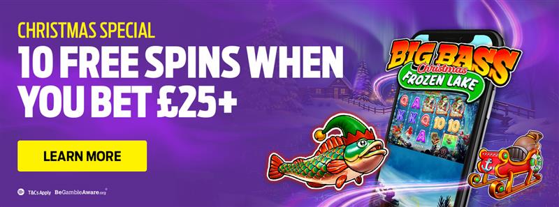 10 Free Spins when you bet 25 Pounds +